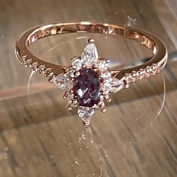 Alexandrite and Zircon Rose Gold Ring - Picture 10 of 15